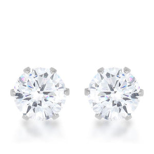 Reign 3.4ct CZ Rhodium Stainless Steel Stud Earrings - E01884RV-C01