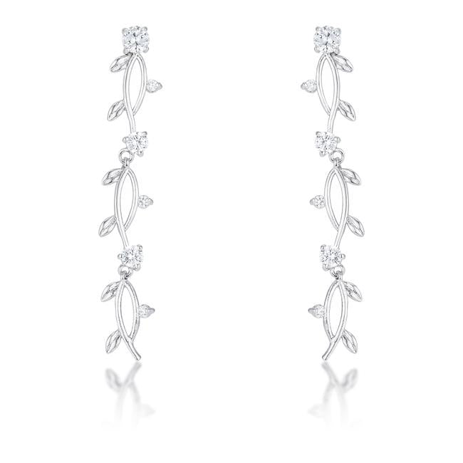 1.1Ct Vine Design Rhodium Earrings - E01889R-C01