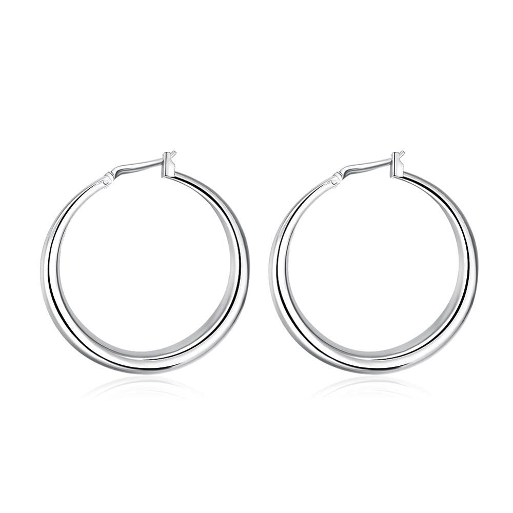 Lucky Silver - Silver Designer Round Hoop Earrings -  LOCAL STOCK - LSE020