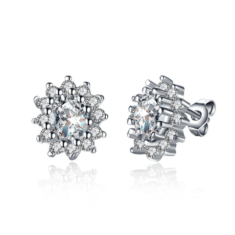 White Gold Earrings LSE029