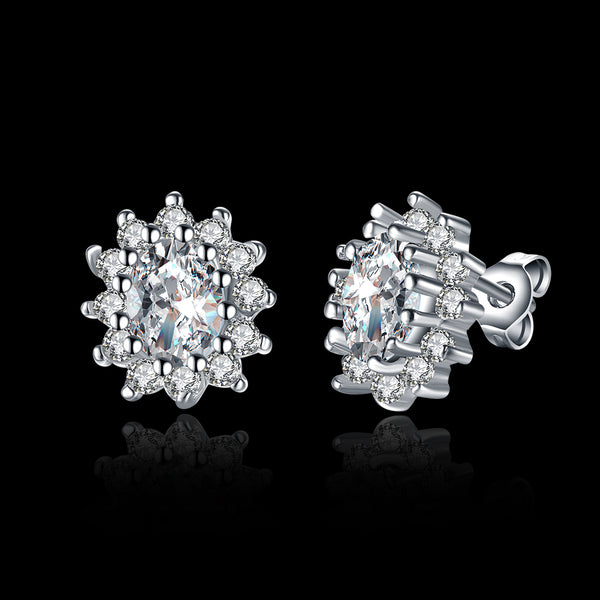 White Gold Earrings LSE029