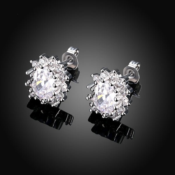 White Gold Earrings LSE029