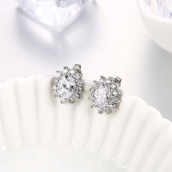 White Gold Earrings LSE029