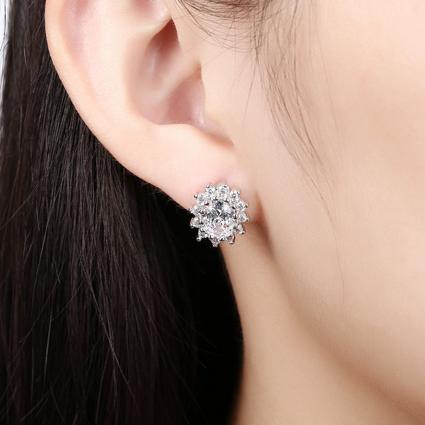 White Gold Earrings LSE029