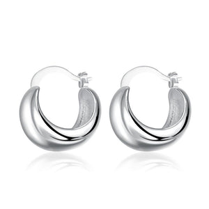 Lucky Silver - Silver Designer Small Half Moon Hoop Earrings - LOCAL STOCK - LSE052