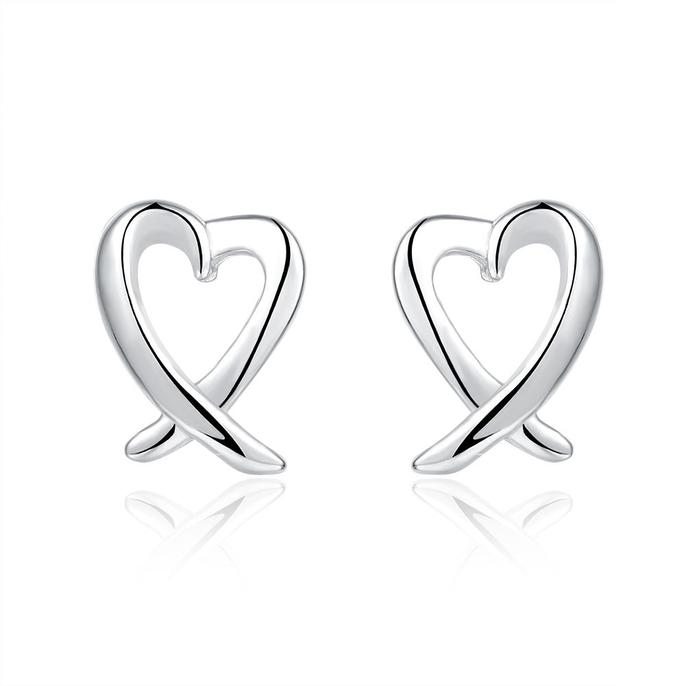 Lucky Silver - Silver Designer Cross Heart Stud Earrings - LOCAL STOCK - LSE055
