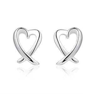 Lucky Silver - Silver Designer Cross Heart Stud Earrings - LOCAL STOCK - LSE055