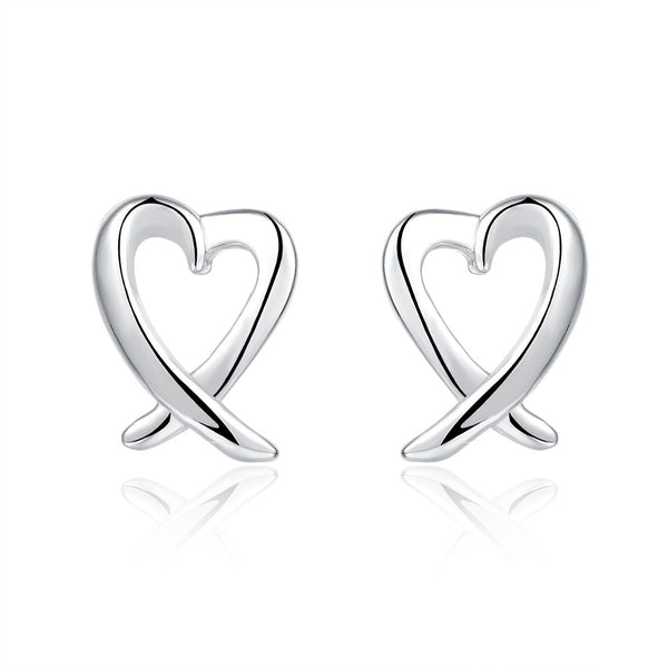 Lucky Silver - Silver Designer Cross Heart Stud Earrings - LOCAL STOCK - LSE055