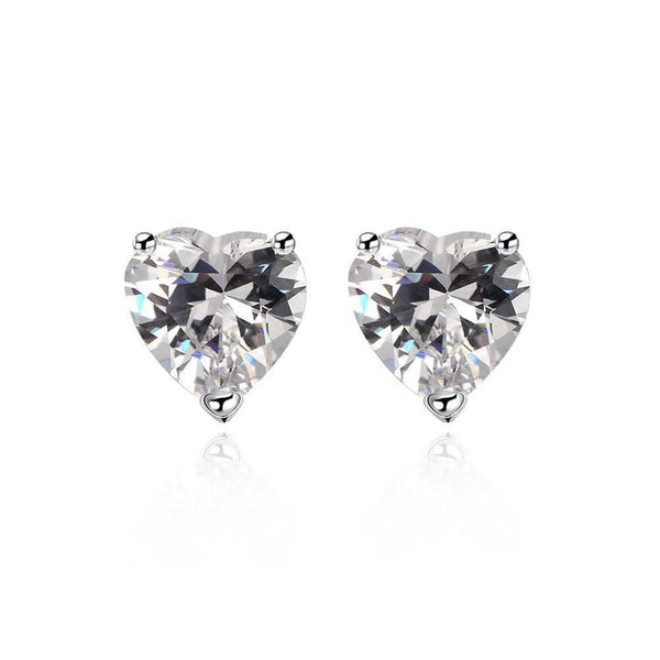 Lucky Silver - Silver Designer CZ Heart Earrings - LOCAL STOCK - LSE087