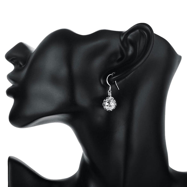 Lucky Silver - Silver Designer Filigree Hollow Ball Earrings - LOCAL STOCK - LSE100