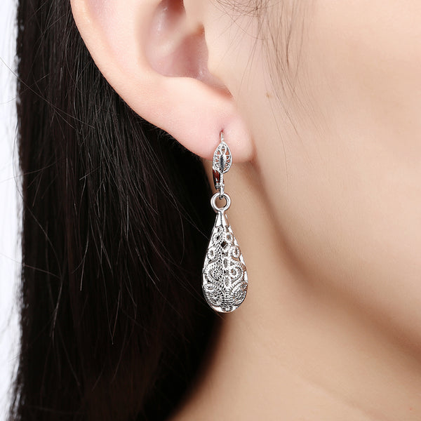 White Gold Earrings LSE112