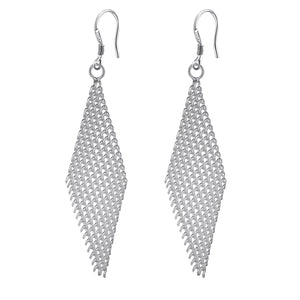 Lucky Silver - Silver Designer Mesh Dangle Earrings - LOCAL STOCK - LSE143