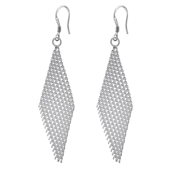 Lucky Silver - Silver Designer Mesh Dangle Earrings - LOCAL STOCK - LSE143