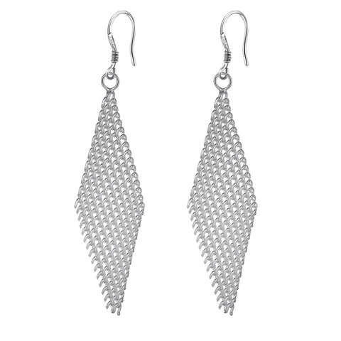 Lucky Silver - Silver Designer Mesh Dangle Earrings - LOCAL STOCK - LSE143