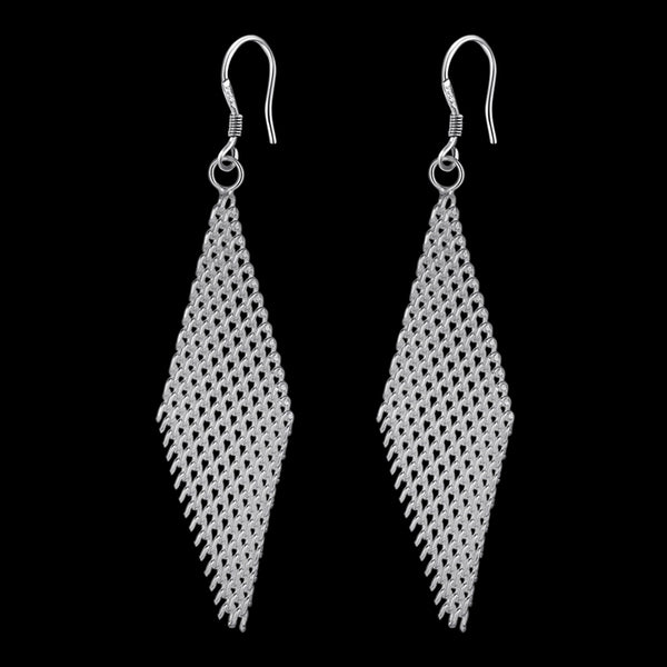 Lucky Silver - Silver Designer Mesh Dangle Earrings - LOCAL STOCK - LSE143