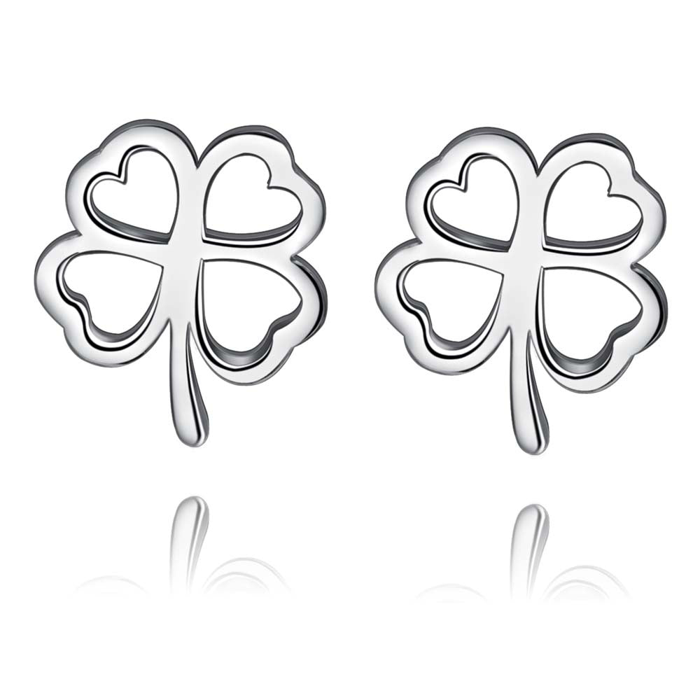 Lucky Silver - Silver Designer Four Leafed Clover Stud Earrings - LOCAL STOCK - LSE145