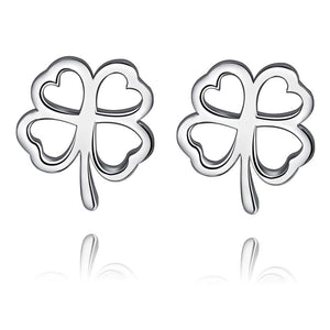 Lucky Silver - Silver Designer Four Leafed Clover Stud Earrings - LOCAL STOCK - LSE145