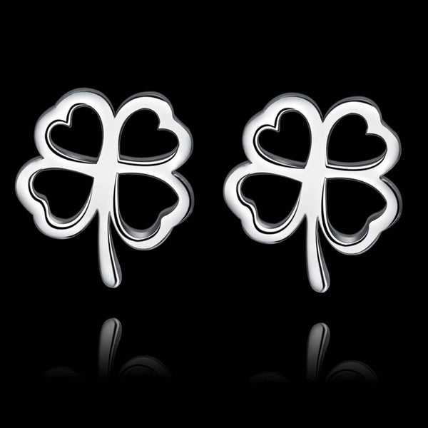 Lucky Silver - Silver Designer Four Leafed Clover Stud Earrings - LOCAL STOCK - LSE145