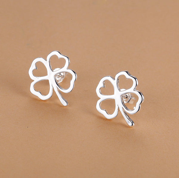 Lucky Silver - Silver Designer Four Leafed Clover Stud Earrings - LOCAL STOCK - LSE145