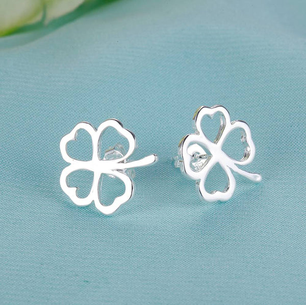 Lucky Silver - Silver Designer Four Leafed Clover Stud Earrings - LOCAL STOCK - LSE145