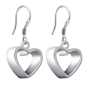 Lucky Silver - Silver Designer Heart Hoop Earrings - LOCAL STOCK - LSE153