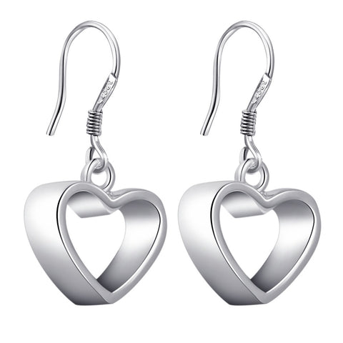 Lucky Silver - Silver Designer Heart Hoop Earrings - LOCAL STOCK - LSE153