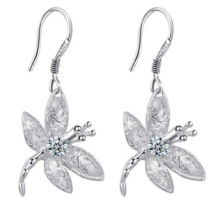 Lucky Silver - Silver Designer Dragon Fly Hanging Earrings - LOCAL STOCK - LSE154