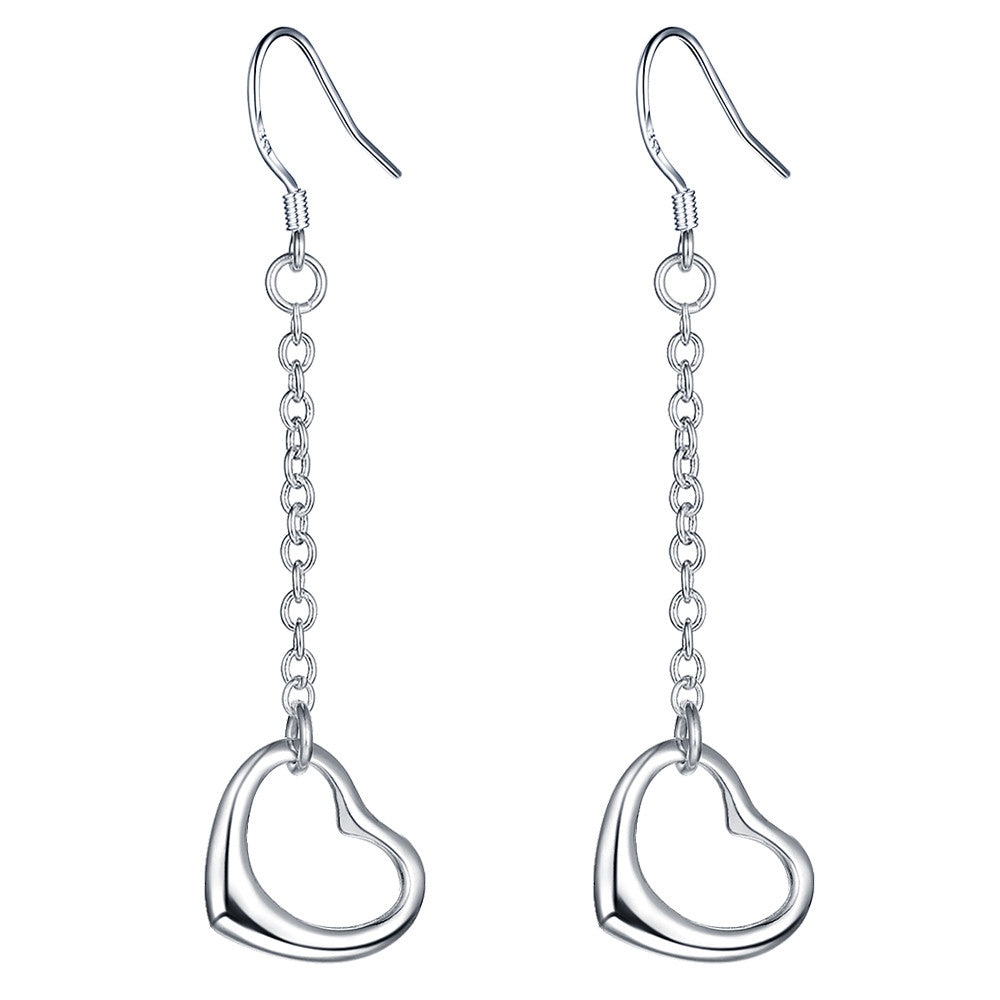 Lucky Silver - Silver Designer 1 String Open Heart Earrings - LOCAL STOCK - LSE187