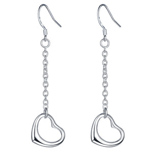 Lucky Silver - Silver Designer 1 String Open Heart Earrings - LOCAL STOCK - LSE187