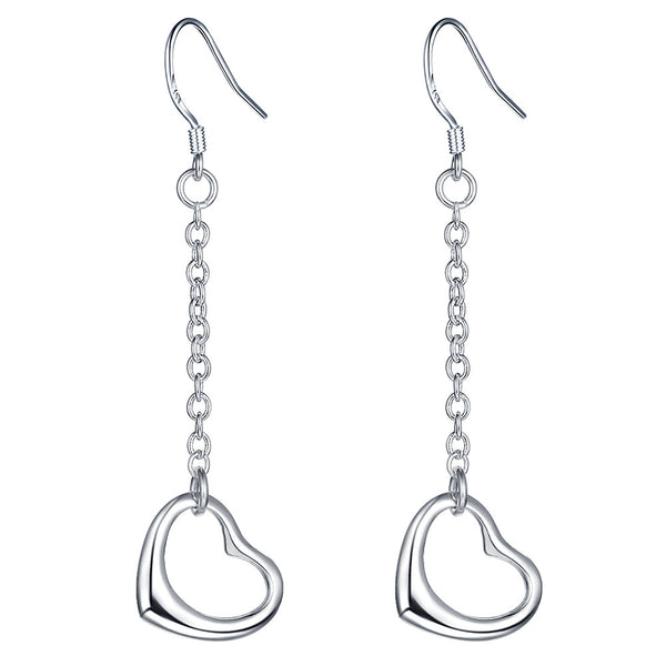 Lucky Silver - Silver Designer 1 String Open Heart Earrings - LOCAL STOCK - LSE187