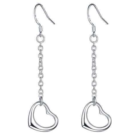 Lucky Silver - Silver Designer 1 String Open Heart Earrings - LOCAL STOCK - LSE187