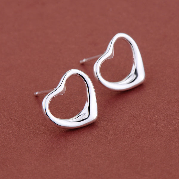 Lucky Silver- Silver Designer Open Heart Stud Earrings - LOCAL STOCK - LSE190