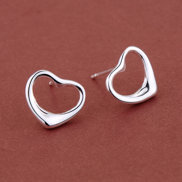 Lucky Silver- Silver Designer Open Heart Stud Earrings - LOCAL STOCK - LSE190