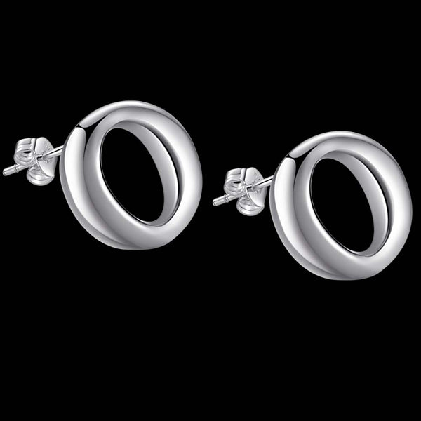 Lucky Silver - Silver Designer Open Circle Stud Earrings - LOCAL STOCK - LSE191
