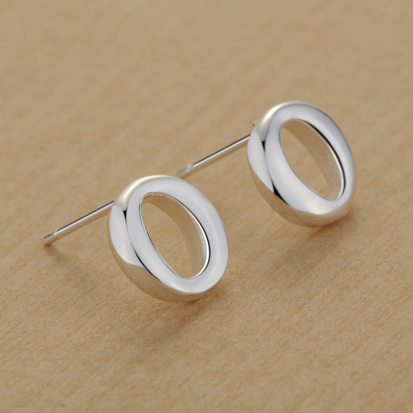 Lucky Silver - Silver Designer Open Circle Stud Earrings - LOCAL STOCK - LSE191