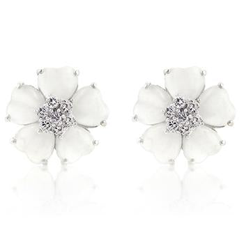 White Flower Nouveau Earrings - E20011R-C93
