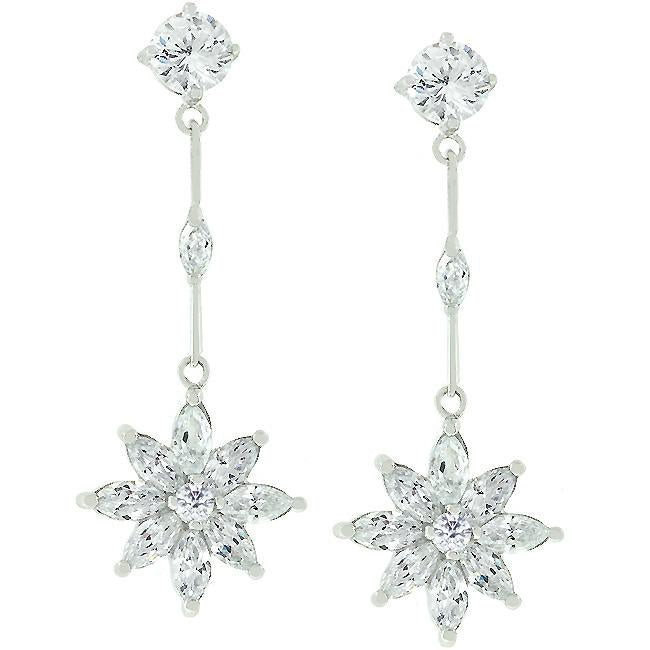 Star Cubic Zirconia Drop Earrings - E20091R-C01