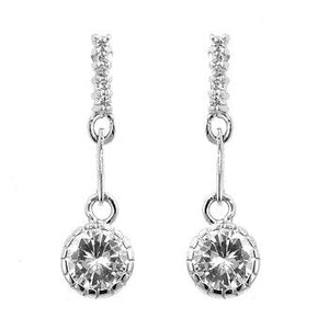 Simple Cubic Zirconia Drop Earrings - E20104R-C01