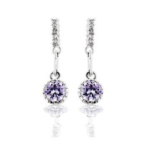 Lavender Cubic Zirconia Dangle Earrings - E20104R-C22