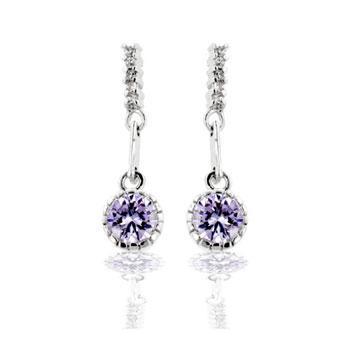 Lavender Cubic Zirconia Dangle Earrings - E20104R-C22