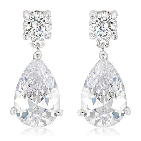 Elegant Cubic Zirconia Drop Earrings - E20112R-C01