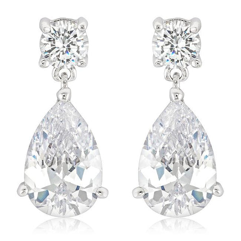 Elegant Cubic Zirconia Drop Earrings - E20112R-C01