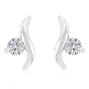 Twisting Solitaire Cubic Zirconia Earrings - E20128R-S01