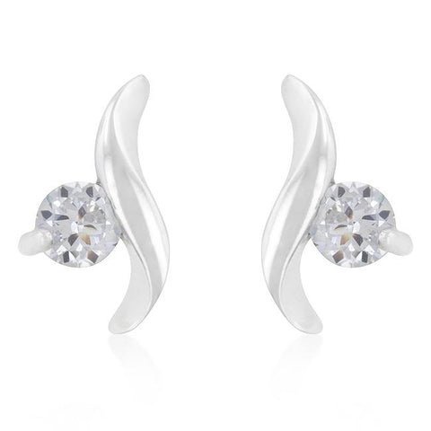 Twisting Solitaire Cubic Zirconia Earrings - E20128R-S01