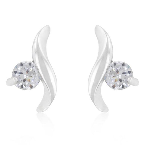 Twisting Solitaire Cubic Zirconia Earrings - E20128R-S01