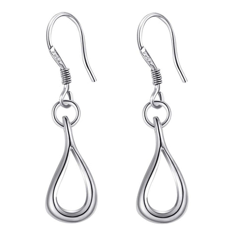 Lucky Silver - Silver Designer Open Tear Drop Hanging Earrings - LOCAL STOCK - LSE210