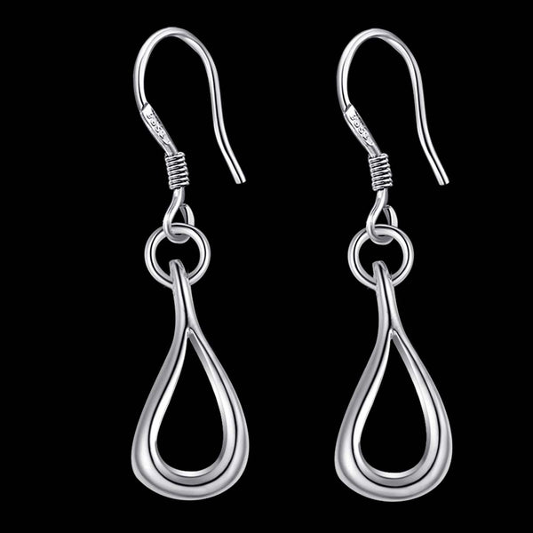 Lucky Silver - Silver Designer Open Tear Drop Hanging Earrings - LOCAL STOCK - LSE210