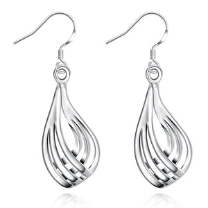 Lucky Silver - Silver Designer Twisted Tear Drop Earrings - LOCAL STOCK - LSE230