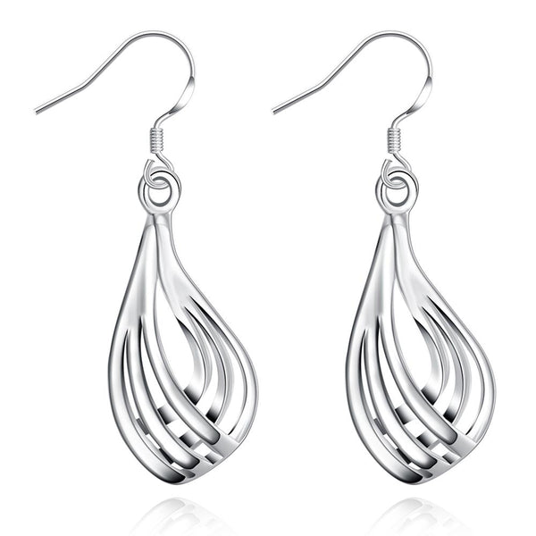 Lucky Silver - Silver Designer Twisted Tear Drop Earrings - LOCAL STOCK - LSE230