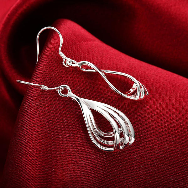 Lucky Silver - Silver Designer Twisted Tear Drop Earrings - LOCAL STOCK - LSE230